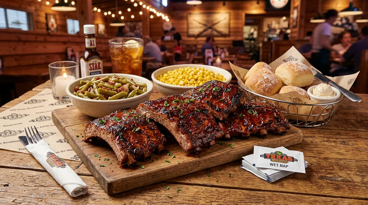 Texas Roadhouse Fall-Off-The-Bone Ribs Family Pack (3 Half Slabs) – family takeout meal spread